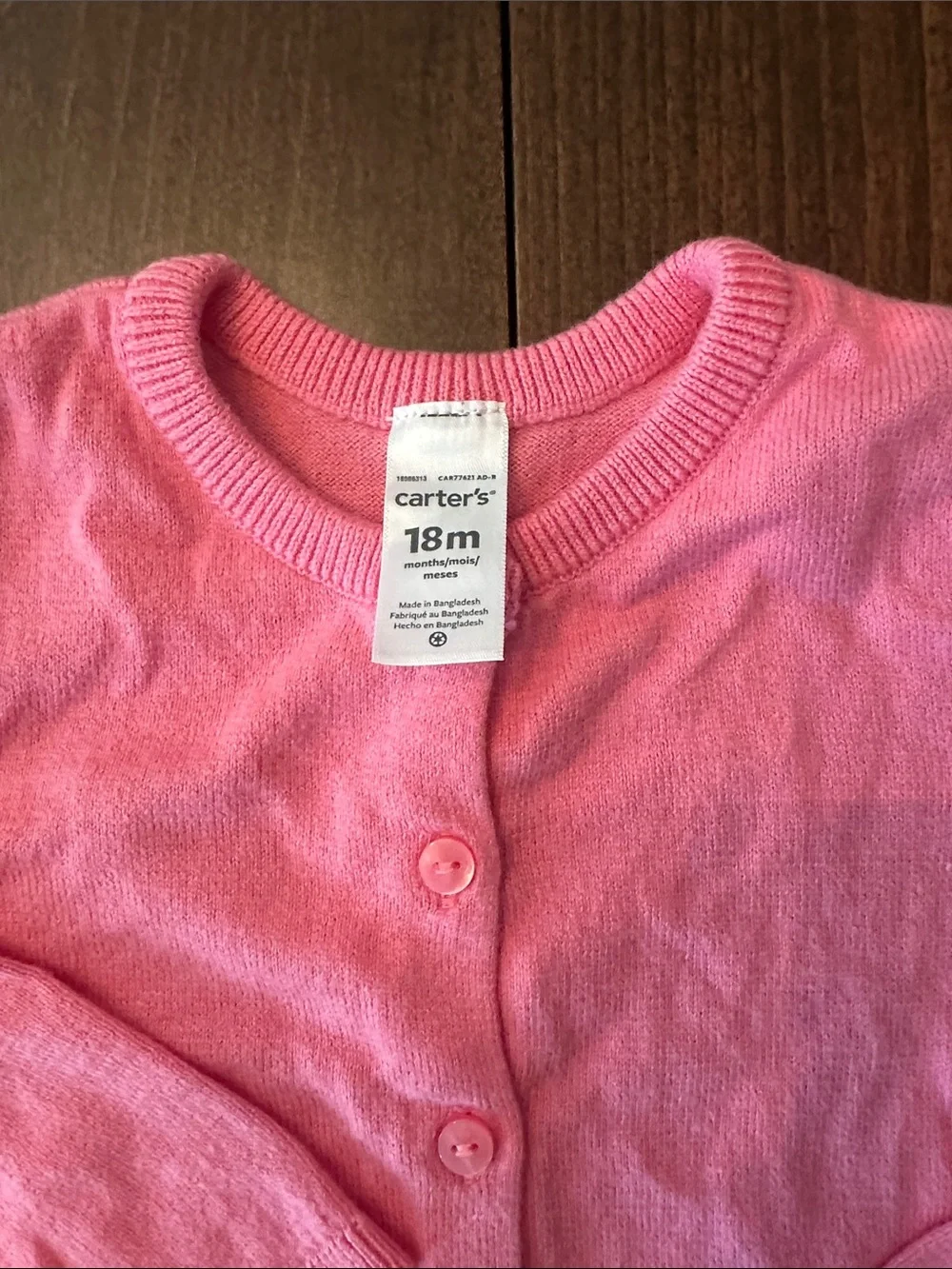 Carter's Pink Knit Button-Front Cardigan